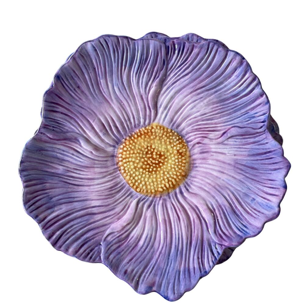 Maxcera Purple Floral Ceramic Dinner Plates 10in Set of 4 Spring New